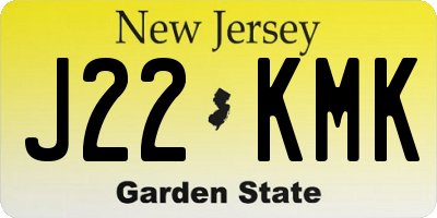 NJ license plate J22KMK