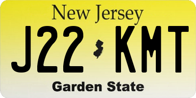 NJ license plate J22KMT