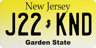 NJ license plate J22KND