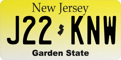 NJ license plate J22KNW