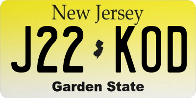 NJ license plate J22KOD