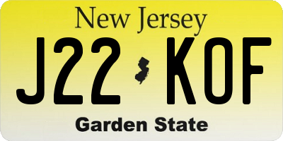 NJ license plate J22KOF