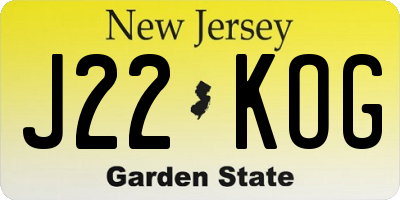 NJ license plate J22KOG