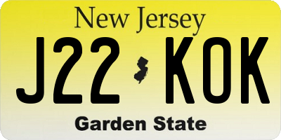 NJ license plate J22KOK