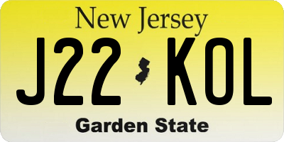 NJ license plate J22KOL