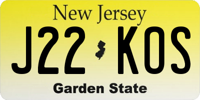 NJ license plate J22KOS