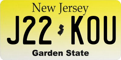 NJ license plate J22KOU