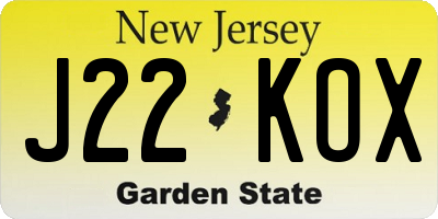 NJ license plate J22KOX