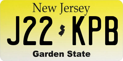 NJ license plate J22KPB