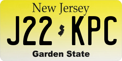 NJ license plate J22KPC