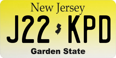 NJ license plate J22KPD