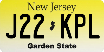 NJ license plate J22KPL