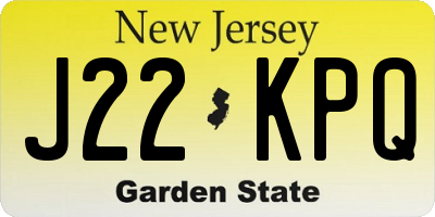NJ license plate J22KPQ