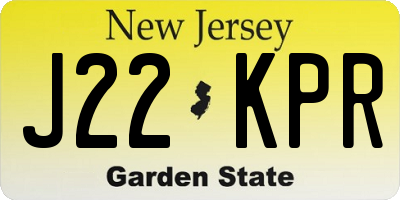 NJ license plate J22KPR