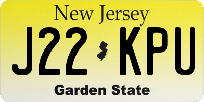 NJ license plate J22KPU