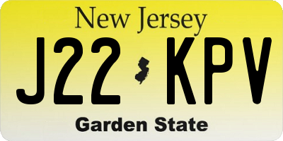 NJ license plate J22KPV