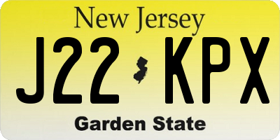 NJ license plate J22KPX