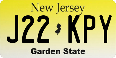 NJ license plate J22KPY