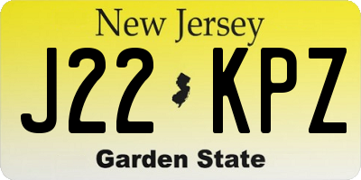NJ license plate J22KPZ