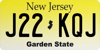 NJ license plate J22KQJ