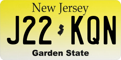 NJ license plate J22KQN