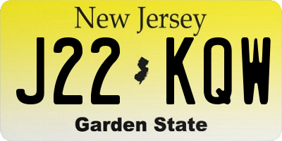 NJ license plate J22KQW
