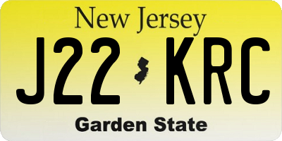 NJ license plate J22KRC
