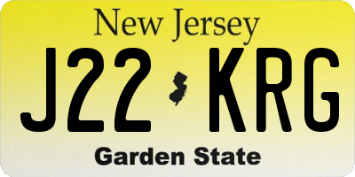 NJ license plate J22KRG