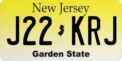 NJ license plate J22KRJ