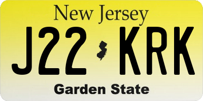 NJ license plate J22KRK