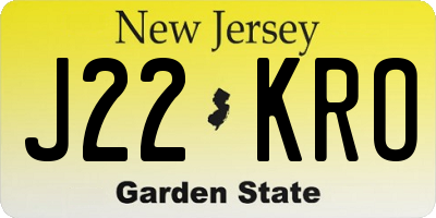 NJ license plate J22KRO