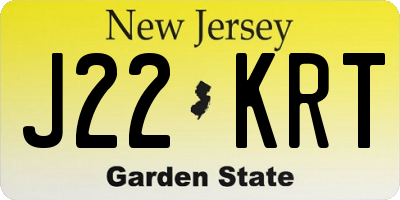 NJ license plate J22KRT
