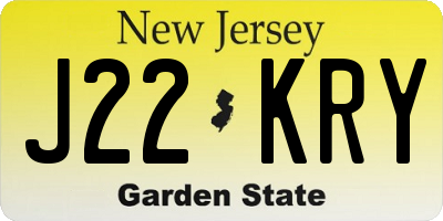 NJ license plate J22KRY
