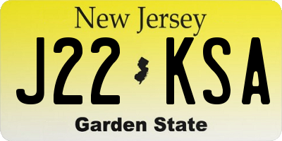 NJ license plate J22KSA