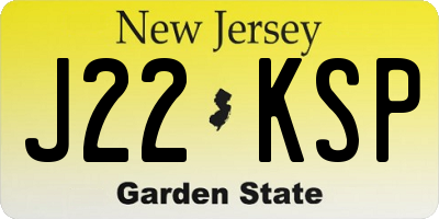 NJ license plate J22KSP