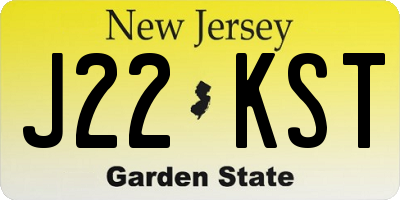 NJ license plate J22KST