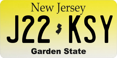 NJ license plate J22KSY