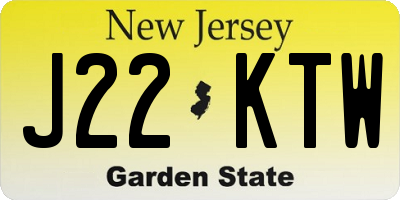 NJ license plate J22KTW