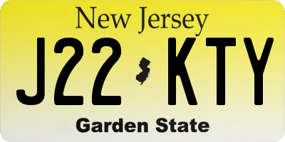NJ license plate J22KTY