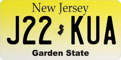 NJ license plate J22KUA