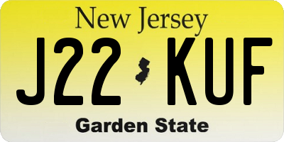 NJ license plate J22KUF