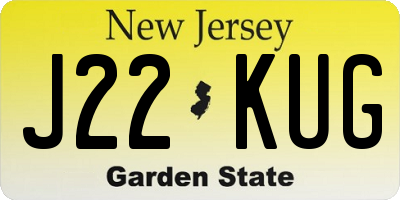 NJ license plate J22KUG