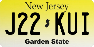 NJ license plate J22KUI