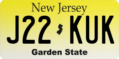NJ license plate J22KUK