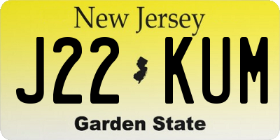 NJ license plate J22KUM