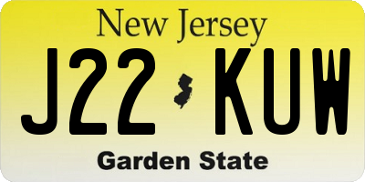 NJ license plate J22KUW