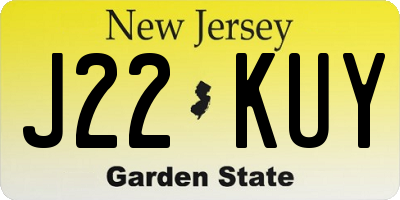 NJ license plate J22KUY