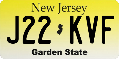 NJ license plate J22KVF