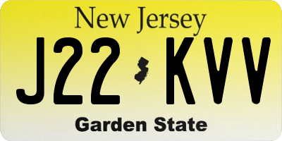 NJ license plate J22KVV