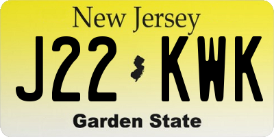 NJ license plate J22KWK